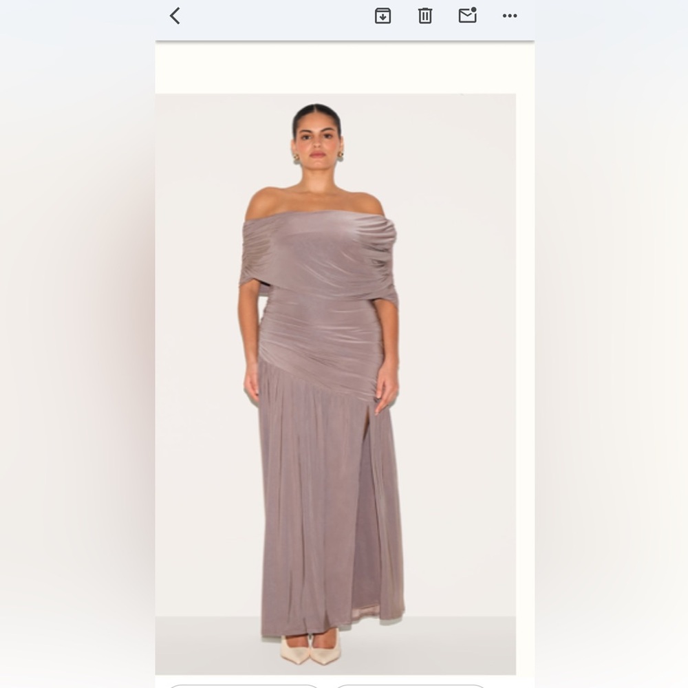 NWOT PrettyLittleThing Taupe Draped Maxi Dress
